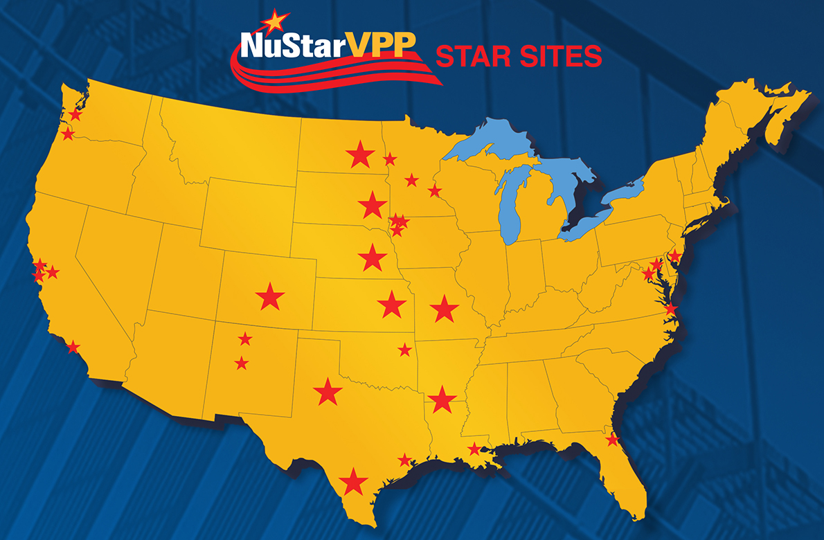 Map of the United States with NuStar VPP Star Sites highlighted.